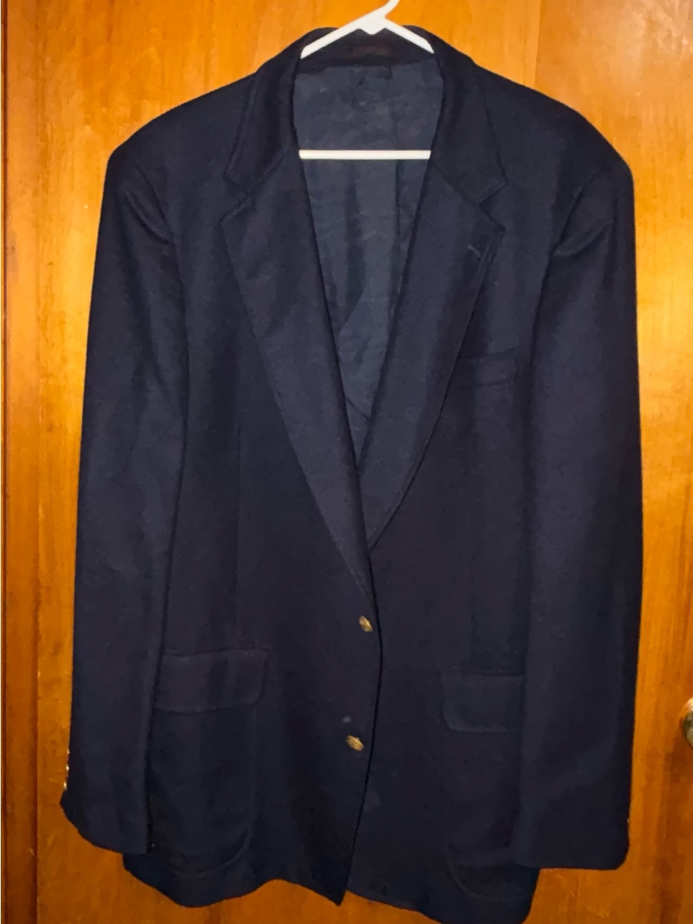 Vintage English Manor 100% Wool Navy Blazer Sport Coat Size 50R